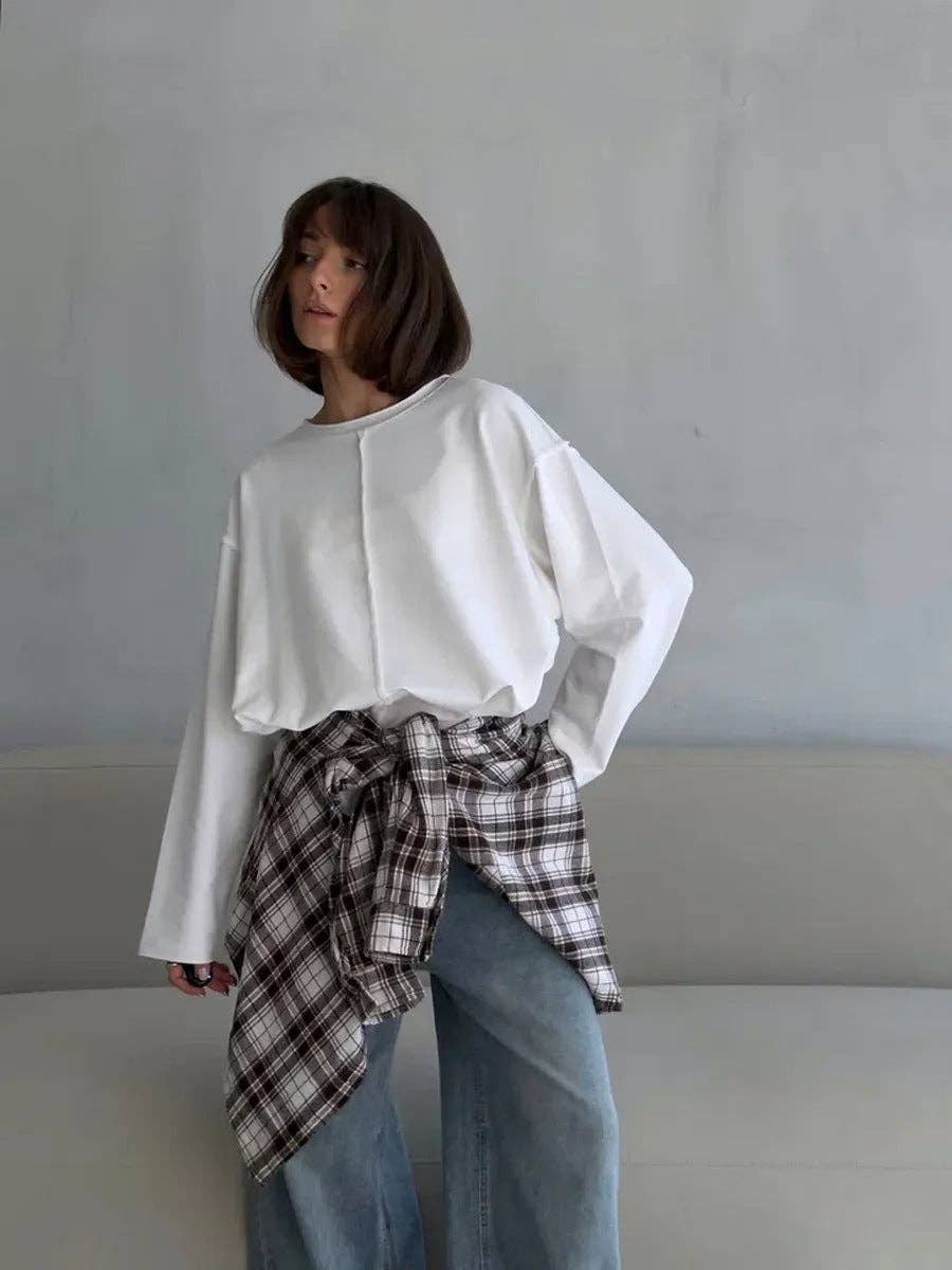 Lässiges locker sitzendes Baumwoll-Langarmshirt im Used-Look.