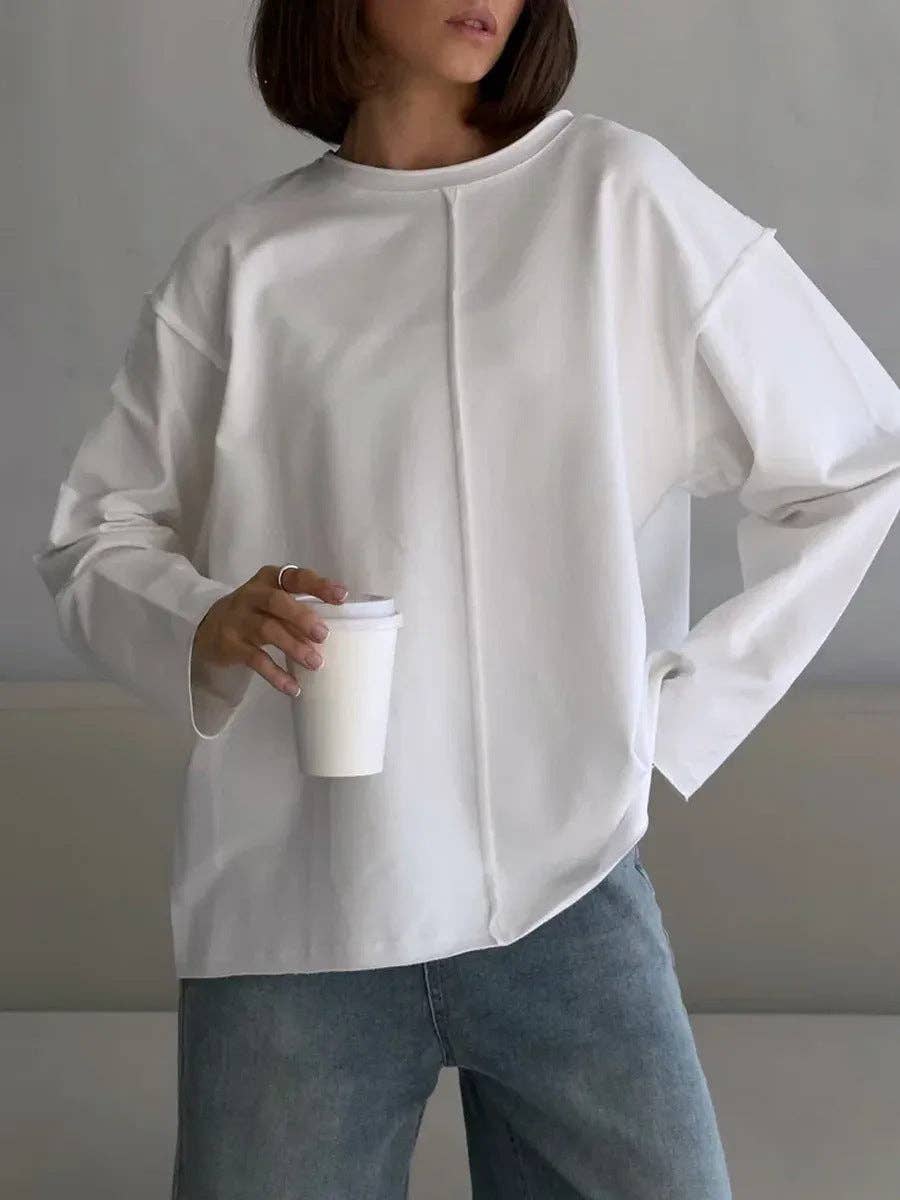 Lässiges locker sitzendes Baumwoll-Langarmshirt im Used-Look.