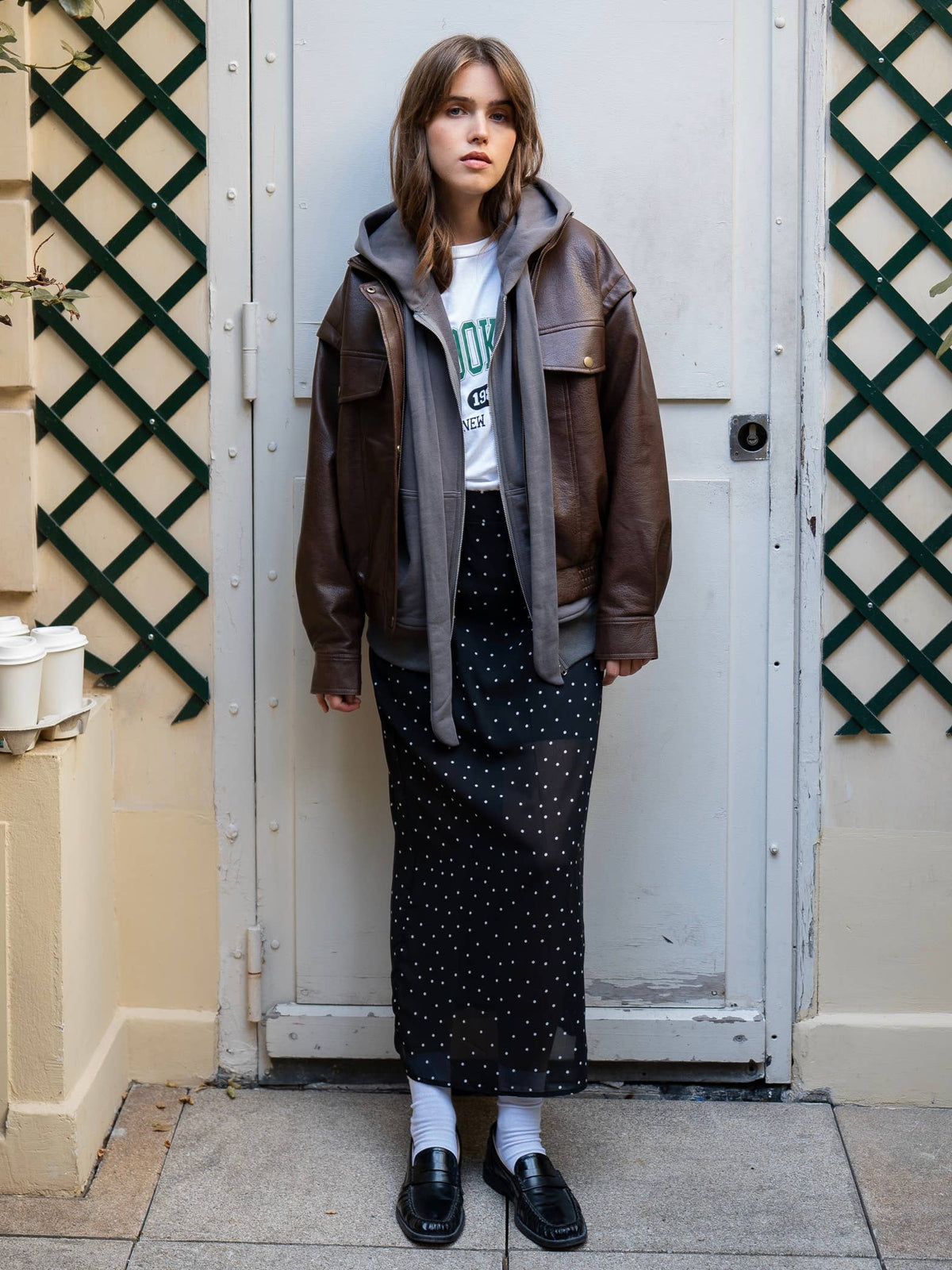 Damen-Blouson aus Kunstleder mit Stehkragen - 5873
